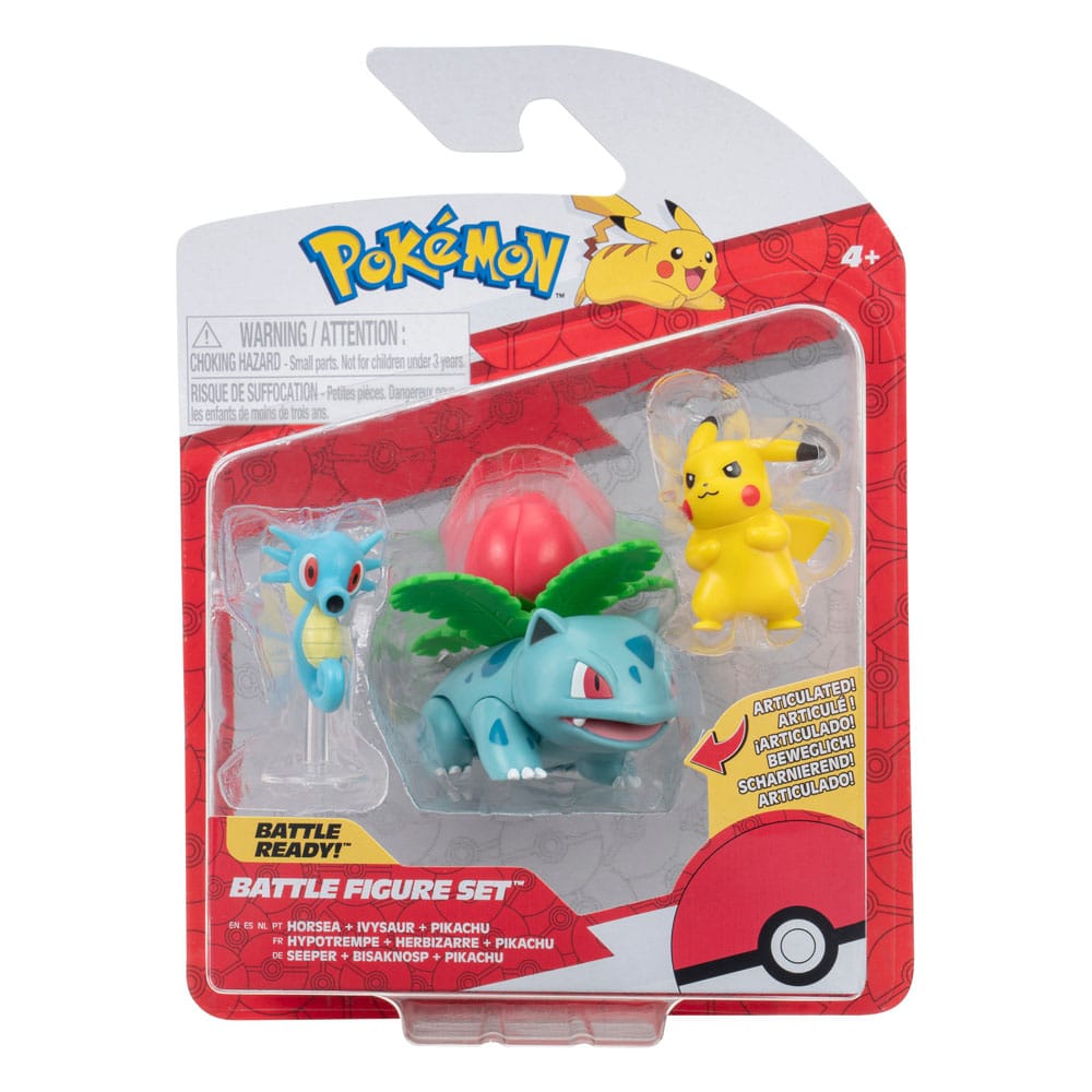 Battle Figure Set 3-Pack - Pikachu , Horsea, Ivysaur